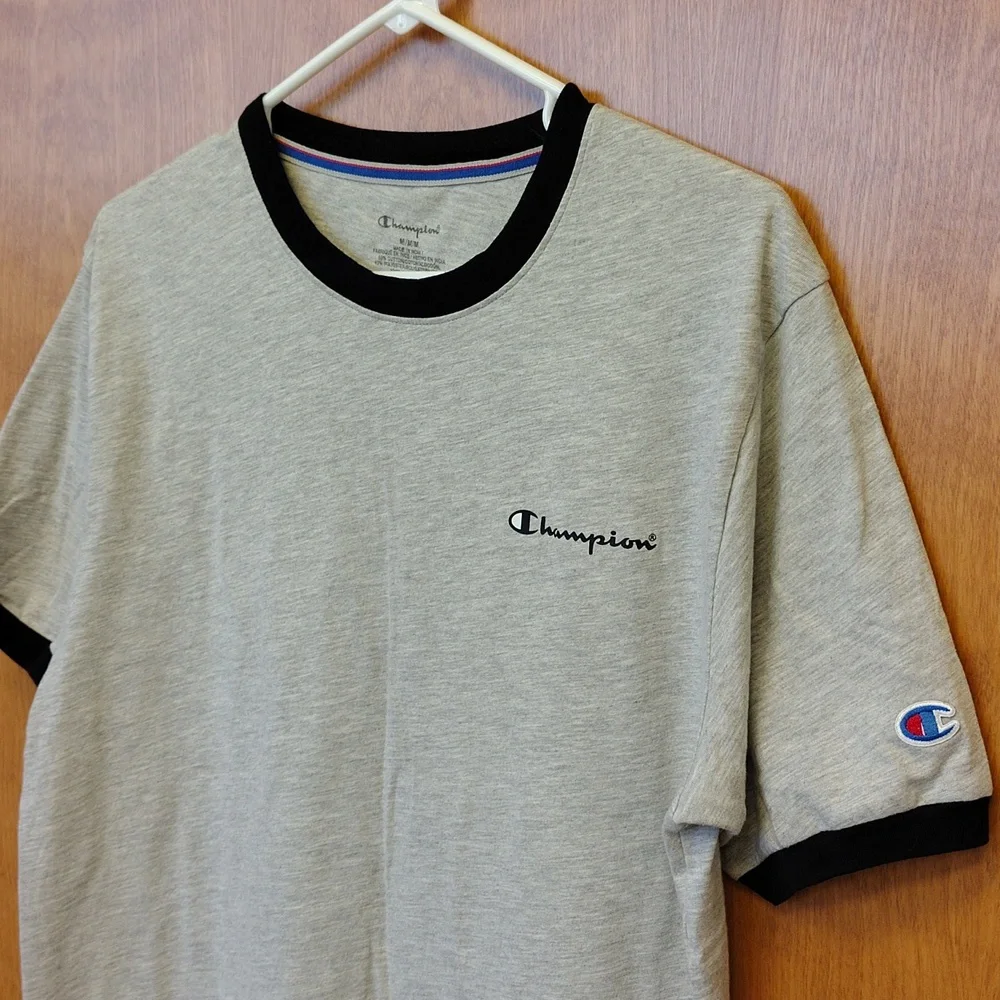 Champion Men's Heathered Grey Short Sleeve Tee with Black Accents - Picture 4 of 8